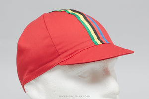 World Champion Stripes Red NOS Vintage Cotton Cycling Cap - Pedal Pedlar - Buy New Old Stock Clothing
