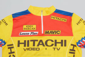 Eddy Merckx Team Hitachi / Lease Plan / Mavic c.1989 Large Vintage Cycling Jersey - Pedal Pedlar - Clothing For Sale