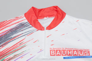 'Bauhaus' White & Red Large Vintage Cycling Jersey - Pedal Pedlar - Clothing For Sale