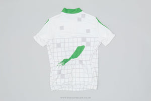 White / Grey / Green Geometric Medium Vintage Cycling Jersey - Pedal Pedlar - Clothing For Sale