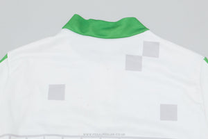 White / Grey / Green Geometric Medium Vintage Cycling Jersey - Pedal Pedlar - Clothing For Sale