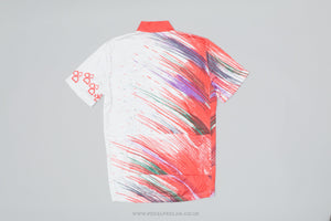 'Bauhaus' White & Red Large Vintage Cycling Jersey - Pedal Pedlar - Clothing For Sale