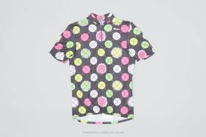 Santini Black with Neon Spots Small Vintage Cycling Jersey - Pedal Pedlar - Clothing For Sale