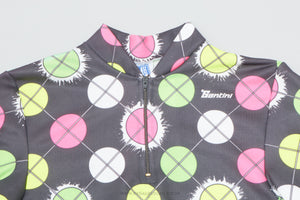 Santini Black with Neon Spots Small Vintage Cycling Jersey - Pedal Pedlar - Clothing For Sale