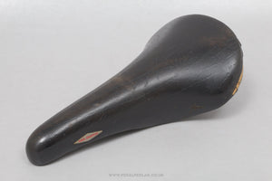 Selle San Marco Rolls c.1990 Vintage Black Leather Saddle - Pedal Pedlar - Bike Parts For Sale