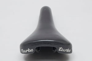 Selle Italia Turbo c.1987 Vintage Black Leather Saddle - Pedal Pedlar - Bike Parts For Sale