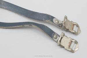 Unbranded Leather Vintage Dark Blue Pedal / Toe Clip Straps - Pedal Pedlar - Bike Parts For Sale