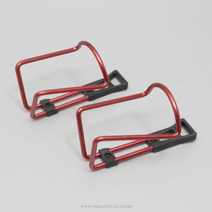 Vintage Elite Style Alloy NOS Red Anodised Bottle Cages - Pedal Pedlar - Buy New Old Stock Cycle Accessories