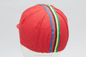 World Champion Stripes Red NOS Vintage Cotton Cycling Cap - Pedal Pedlar - Buy New Old Stock Clothing