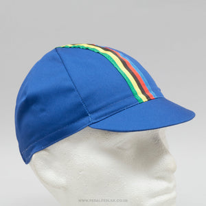 World Champion Stripes Blue NOS Vintage Cotton Cycling Cap - Pedal Pedlar - Buy New Old Stock Clothing