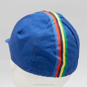 World Champion Stripes Blue NOS Vintage Cotton Cycling Cap - Pedal Pedlar - Buy New Old Stock Clothing