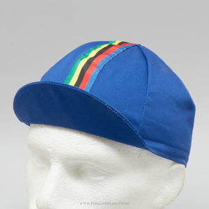 World Champion Stripes Blue NOS Vintage Cotton Cycling Cap - Pedal Pedlar - Buy New Old Stock Clothing