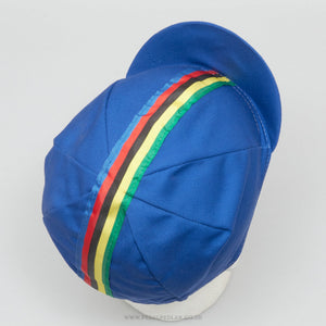 World Champion Stripes Blue NOS Vintage Cotton Cycling Cap - Pedal Pedlar - Buy New Old Stock Clothing