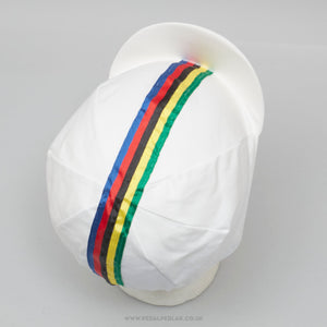 World Champion Stripes White NOS Vintage Cotton Cycling Cap - Pedal Pedlar - Buy New Old Stock Clothing