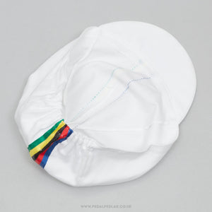 World Champion Stripes White NOS Vintage Cotton Cycling Cap - Pedal Pedlar - Buy New Old Stock Clothing