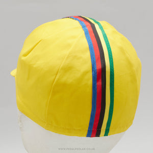 World Champion Stripes Yellow NOS Vintage Cotton Cycling Cap - Pedal Pedlar - Buy New Old Stock Clothing