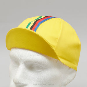 World Champion Stripes Yellow NOS Vintage Cotton Cycling Cap - Pedal Pedlar - Buy New Old Stock Clothing