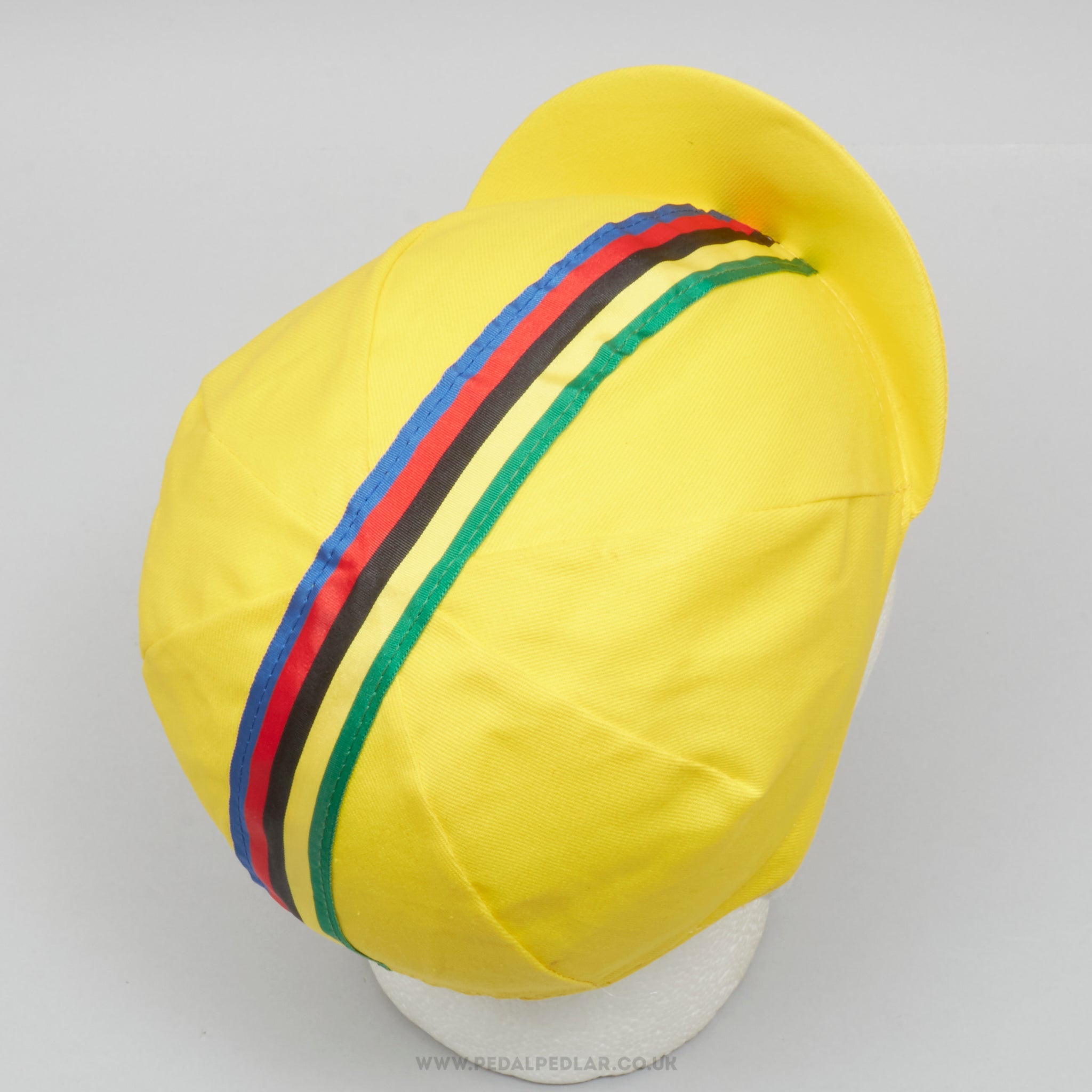 World Champion Stripes Yellow NOS Vintage Cotton Cycling Cap - Pedal Pedlar - Buy New Old Stock Clothing