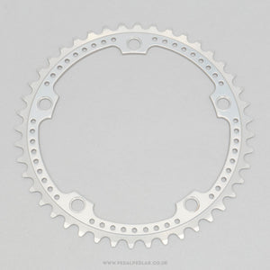 Sakae/Ringyo (SR) Royal Super Light Drilled Silver NOS Vintage 44T 144 BCD Inner Chainring - Pedal Pedlar - Buy New Old Stock Bike Parts