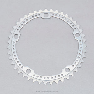 Sakae/Ringyo (SR) Royal Super Light Drilled Silver NOS Vintage 43T 144 BCD Inner Chainring - Pedal Pedlar - Buy New Old Stock Bike Parts