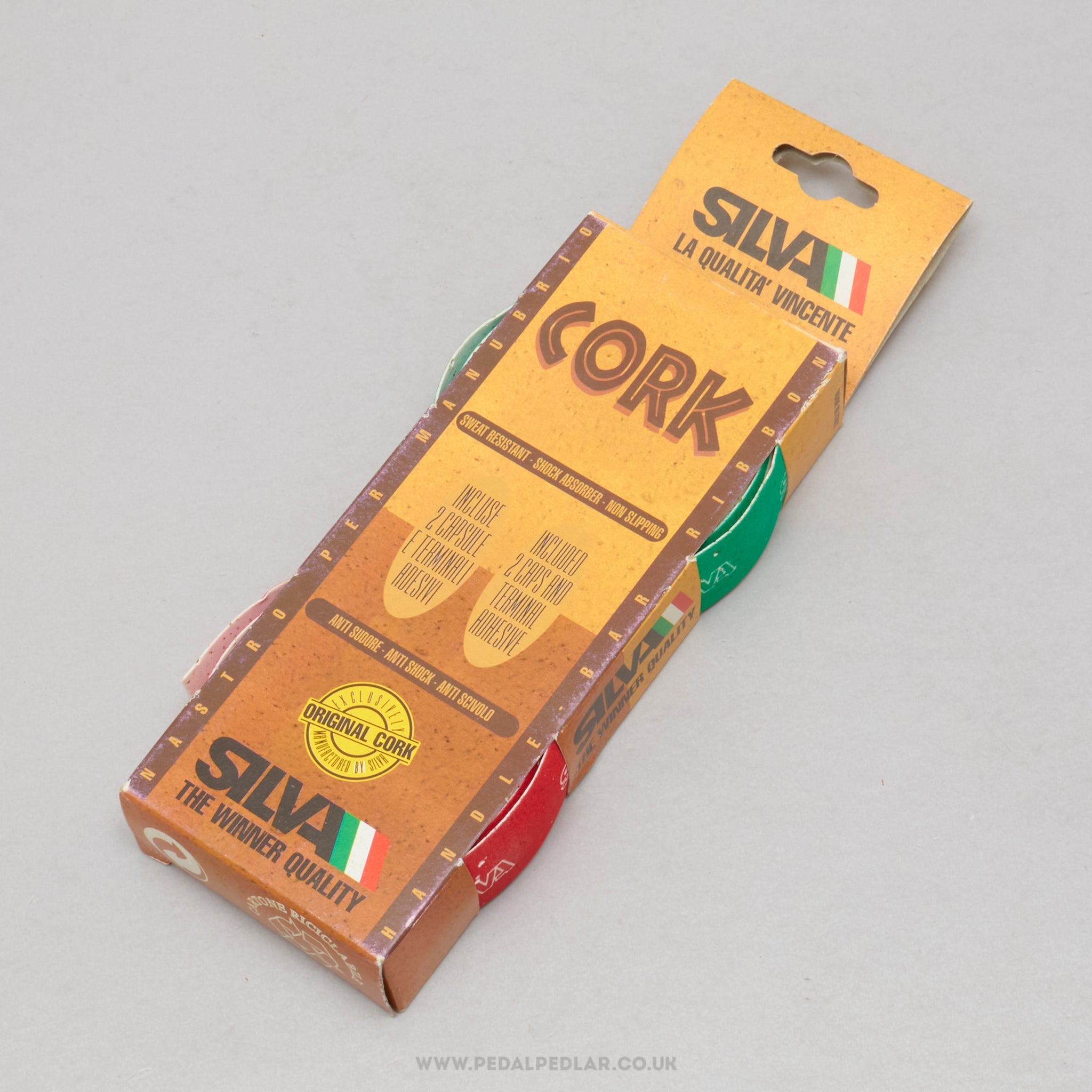 Silva Flag Italian 'Il Tricolore' NOS/NIB Classic Green, White & Red Cork Handlebar Tape - Pedal Pedlar - Buy New Old Stock Bike Parts