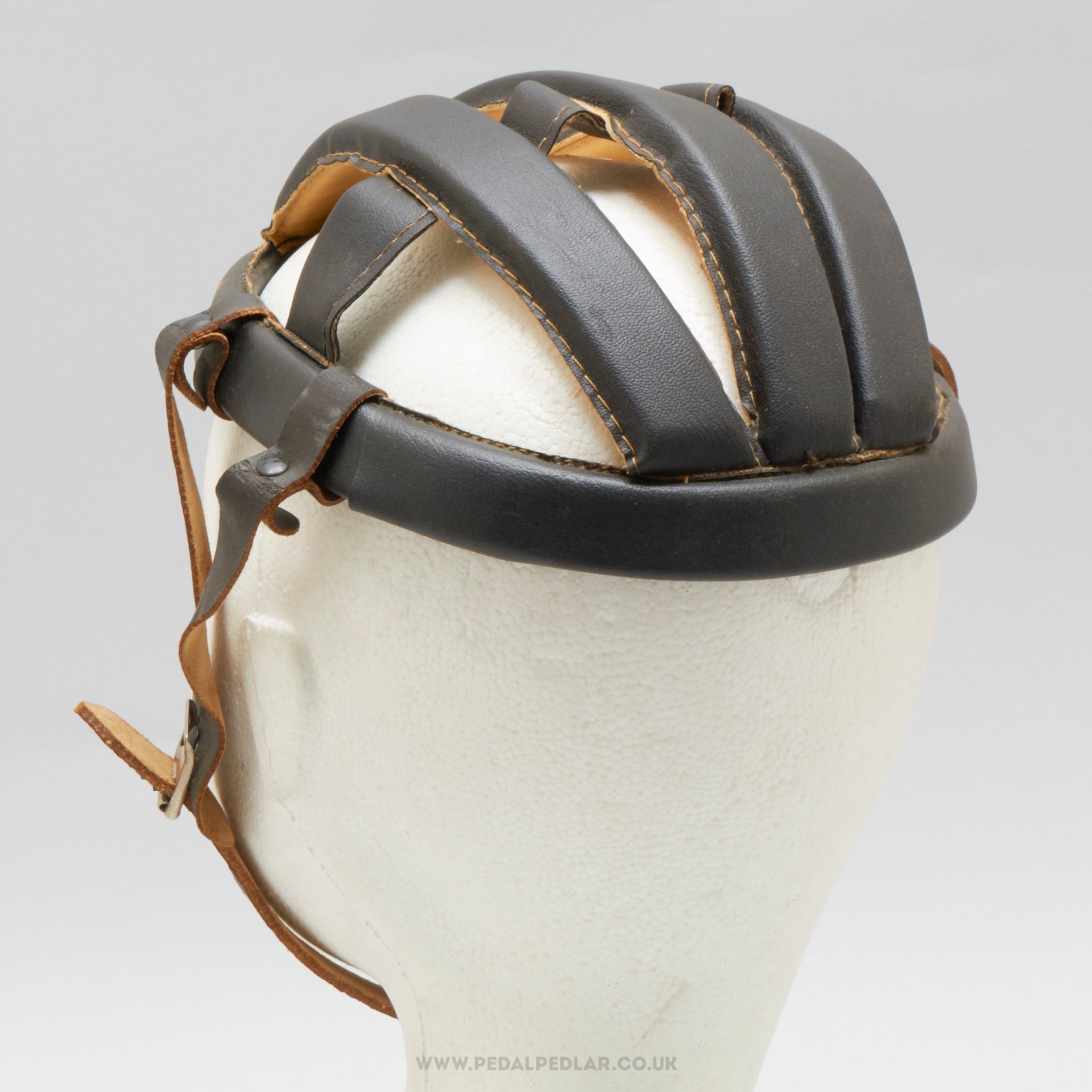 Boeri NOS Vintage Size 50 Black Leather Hairnet Helmet - Pedal Pedlar - Buy New Old Stock Cycle Accessories