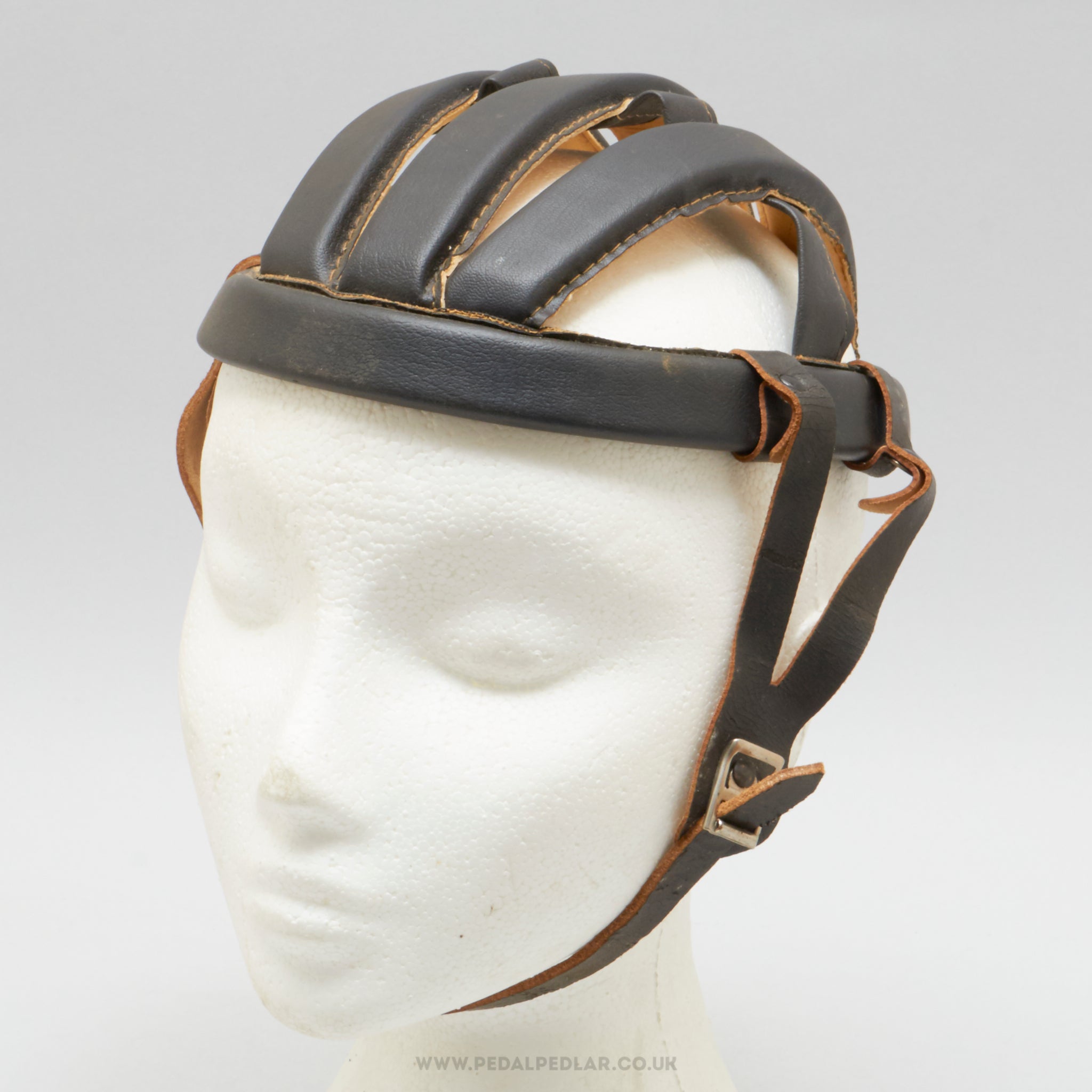 Boeri NOS Vintage Size 50 Black Leather Hairnet Helmet - Pedal Pedlar - Buy New Old Stock Cycle Accessories