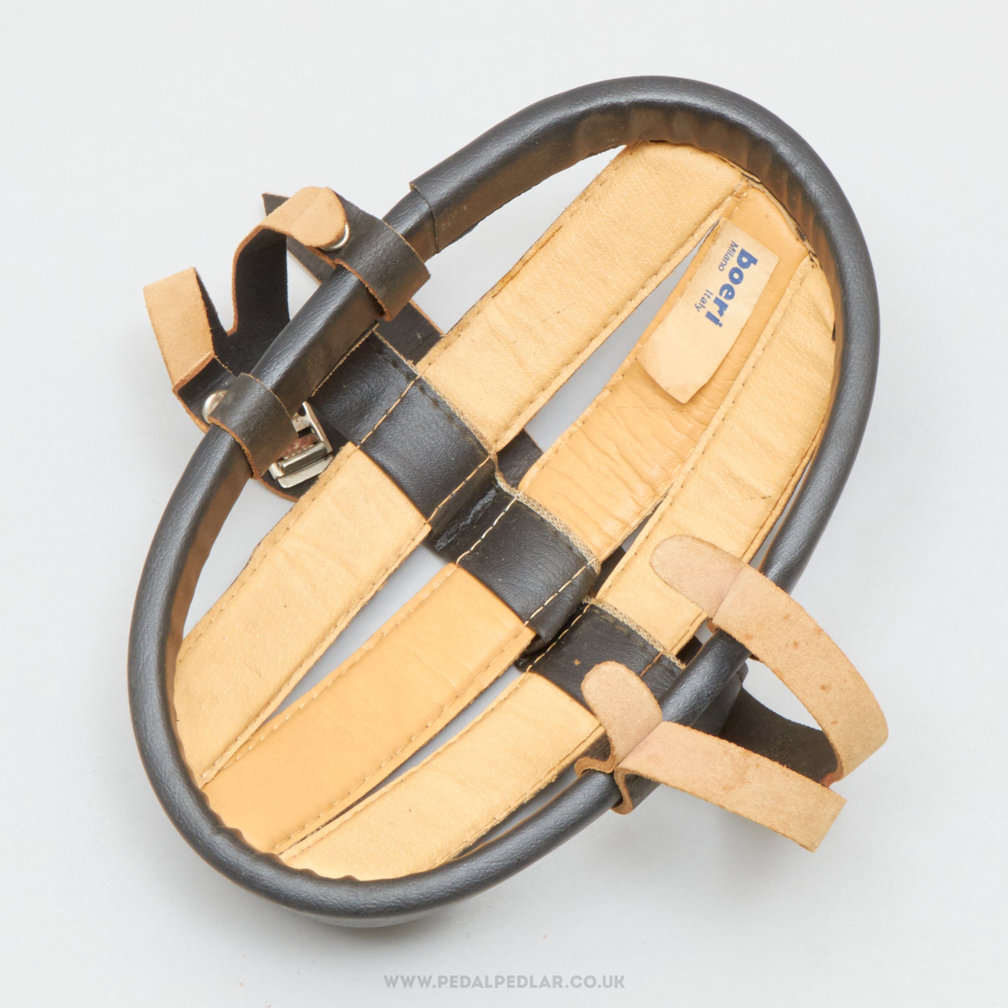 Boeri NOS Vintage Size 50 Black Leather Hairnet Helmet - Pedal Pedlar - Buy New Old Stock Cycle Accessories