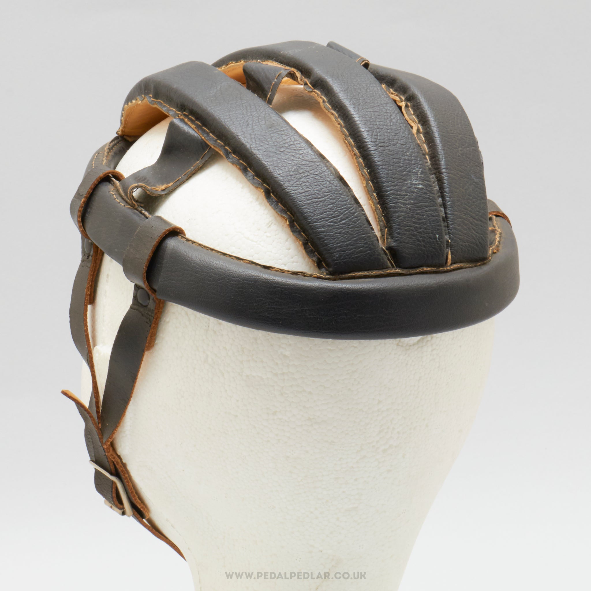 Boeri NOS Vintage Size 51 Black Leather Hairnet Helmet - Pedal Pedlar - Buy New Old Stock Cycle Accessories