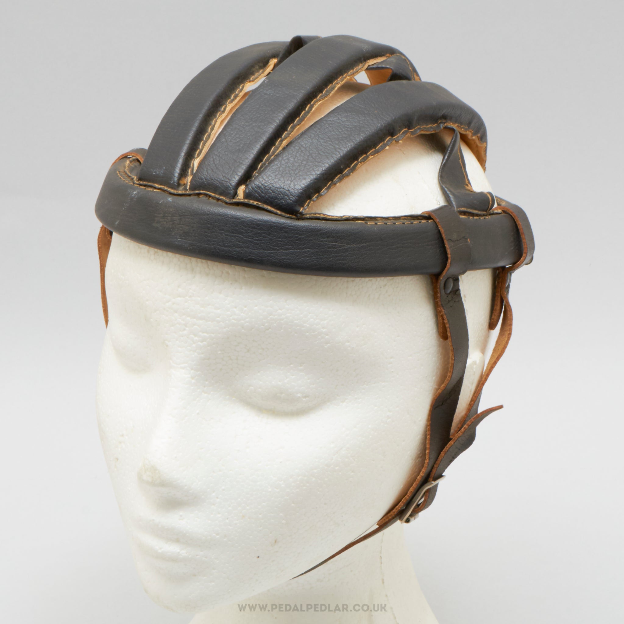 Boeri NOS Vintage Size 51 Black Leather Hairnet Helmet - Pedal Pedlar - Buy New Old Stock Cycle Accessories