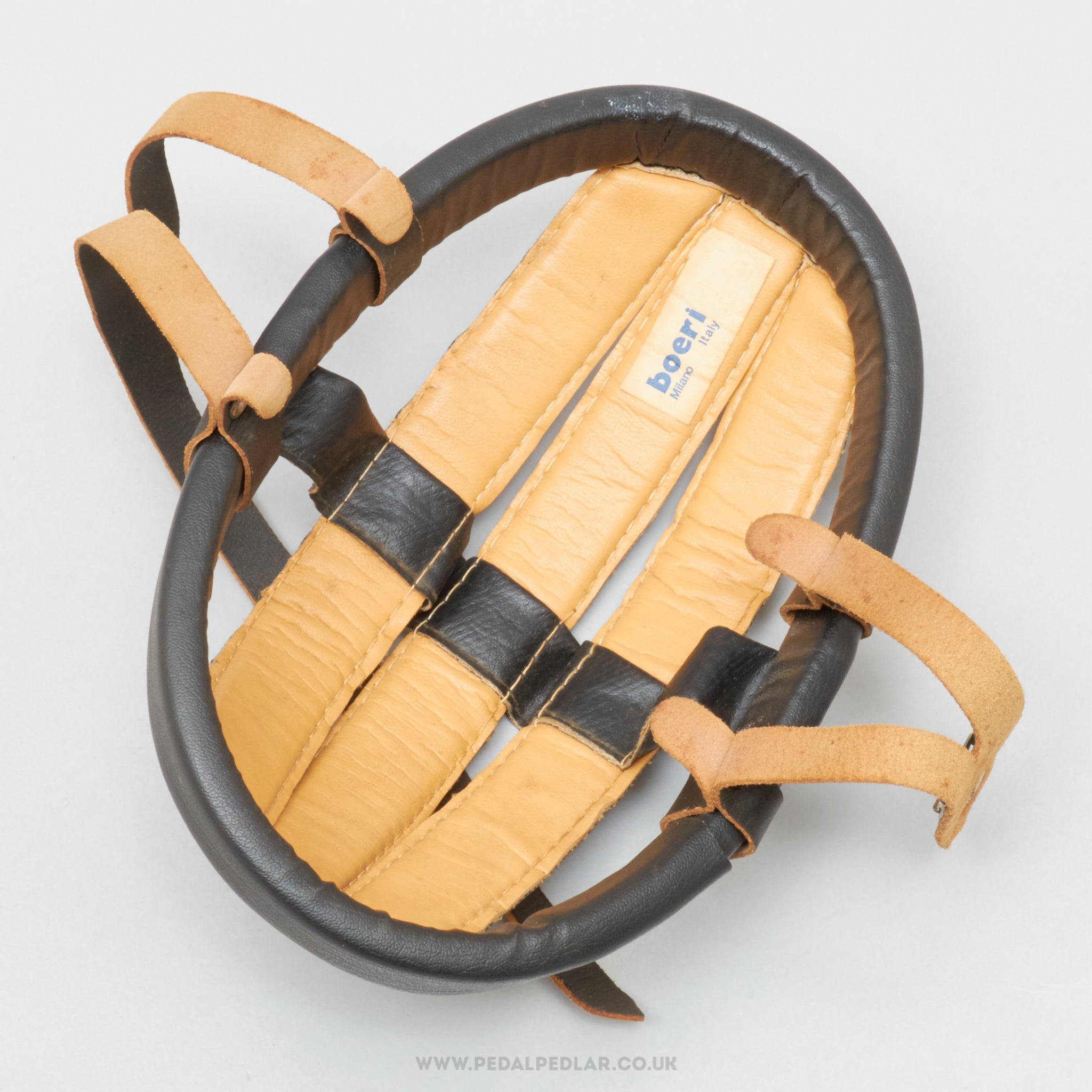 Boeri NOS Vintage Size 51 Black Leather Hairnet Helmet - Pedal Pedlar - Buy New Old Stock Cycle Accessories