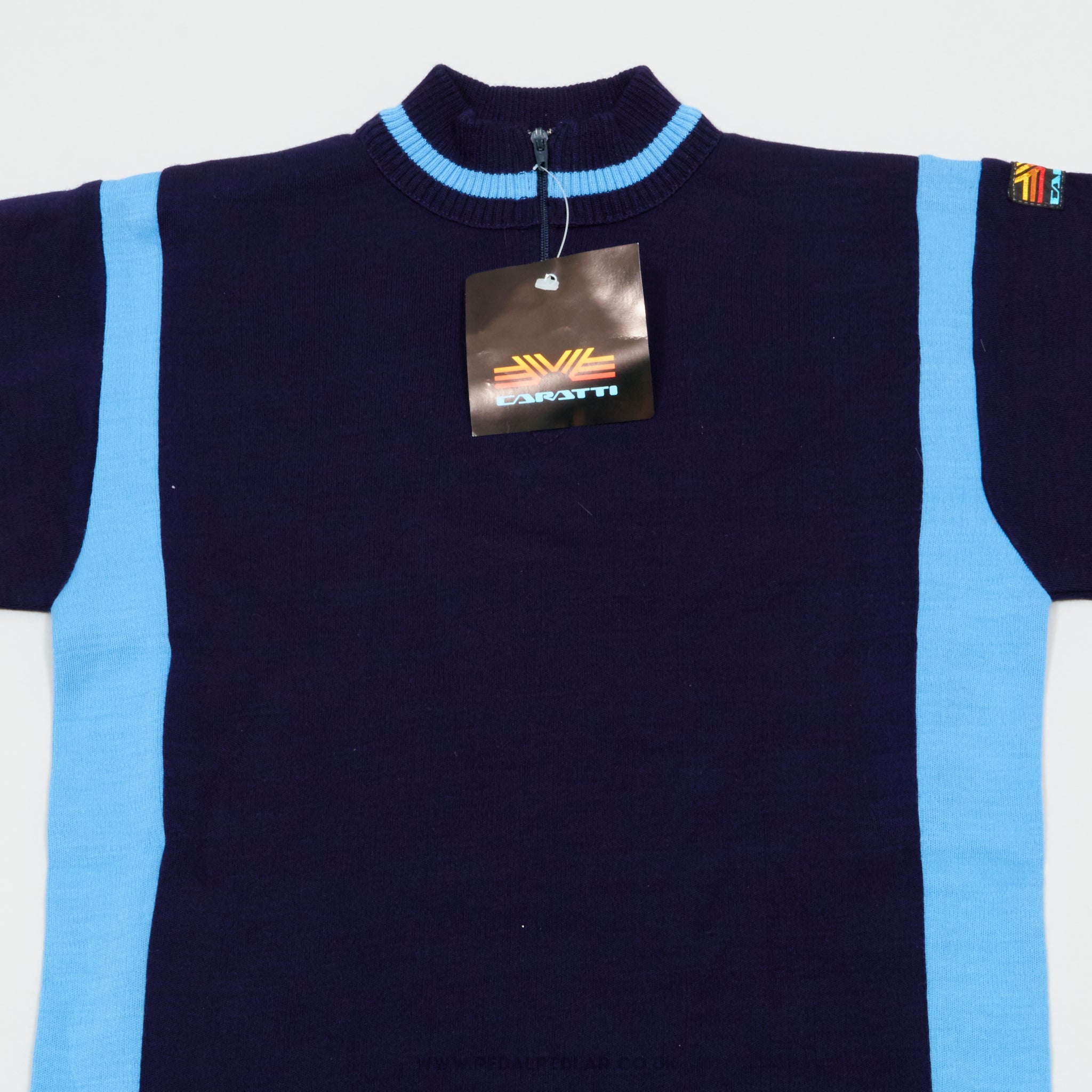 Caratti Dark & Light Blue XS NOS Vintage Long Sleeved Cycling Jersey - Pedal Pedlar - Buy New Old Stock Clothing