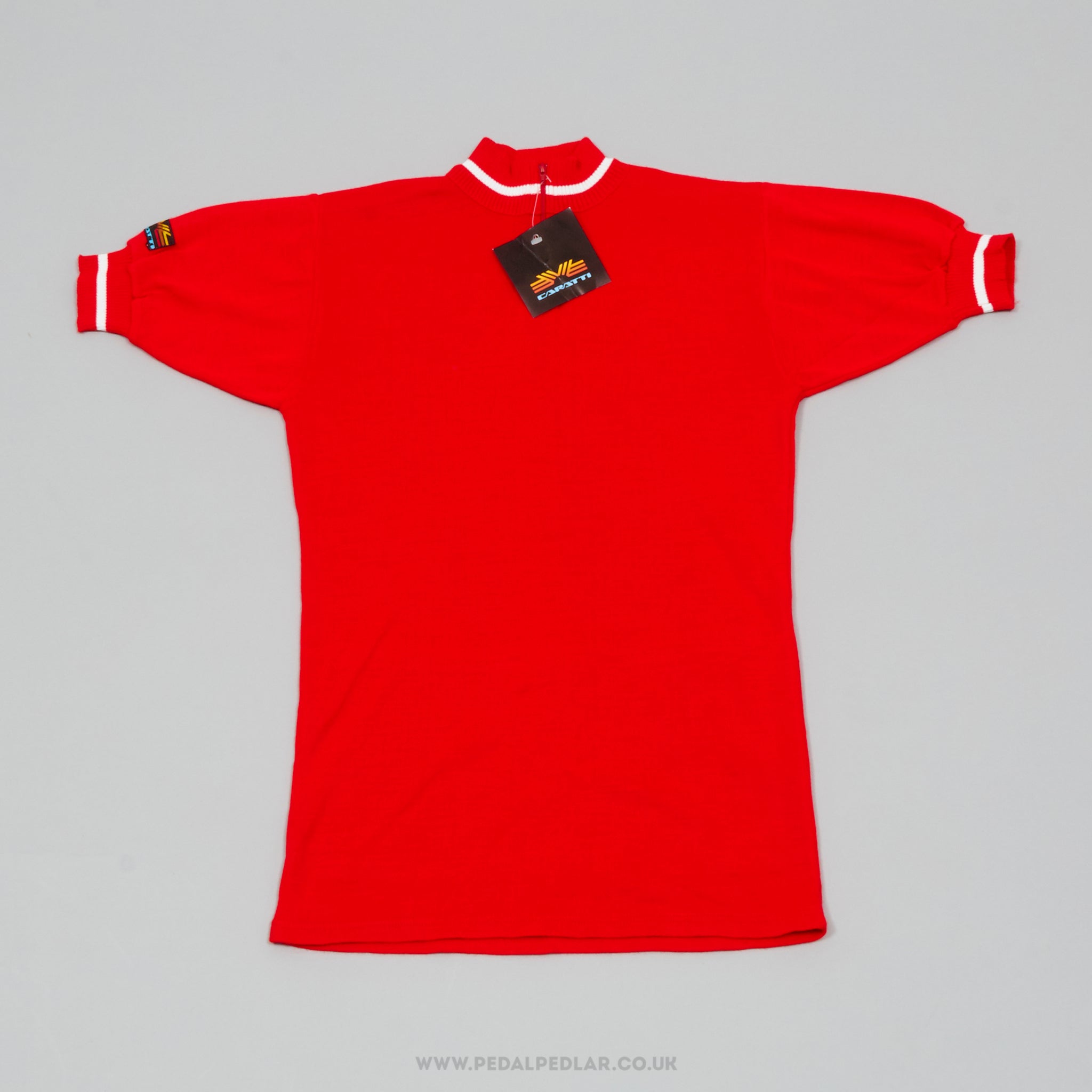 Caratti Red & White Small NOS Vintage Cycling Jersey - Pedal Pedlar - Buy New Old Stock Clothing