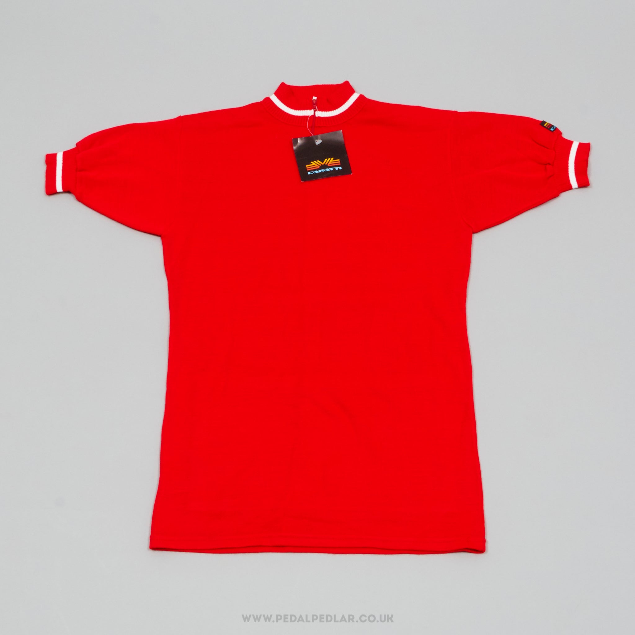 Caratti Red & White Small NOS Vintage Cycling Jersey - Pedal Pedlar - Buy New Old Stock Clothing