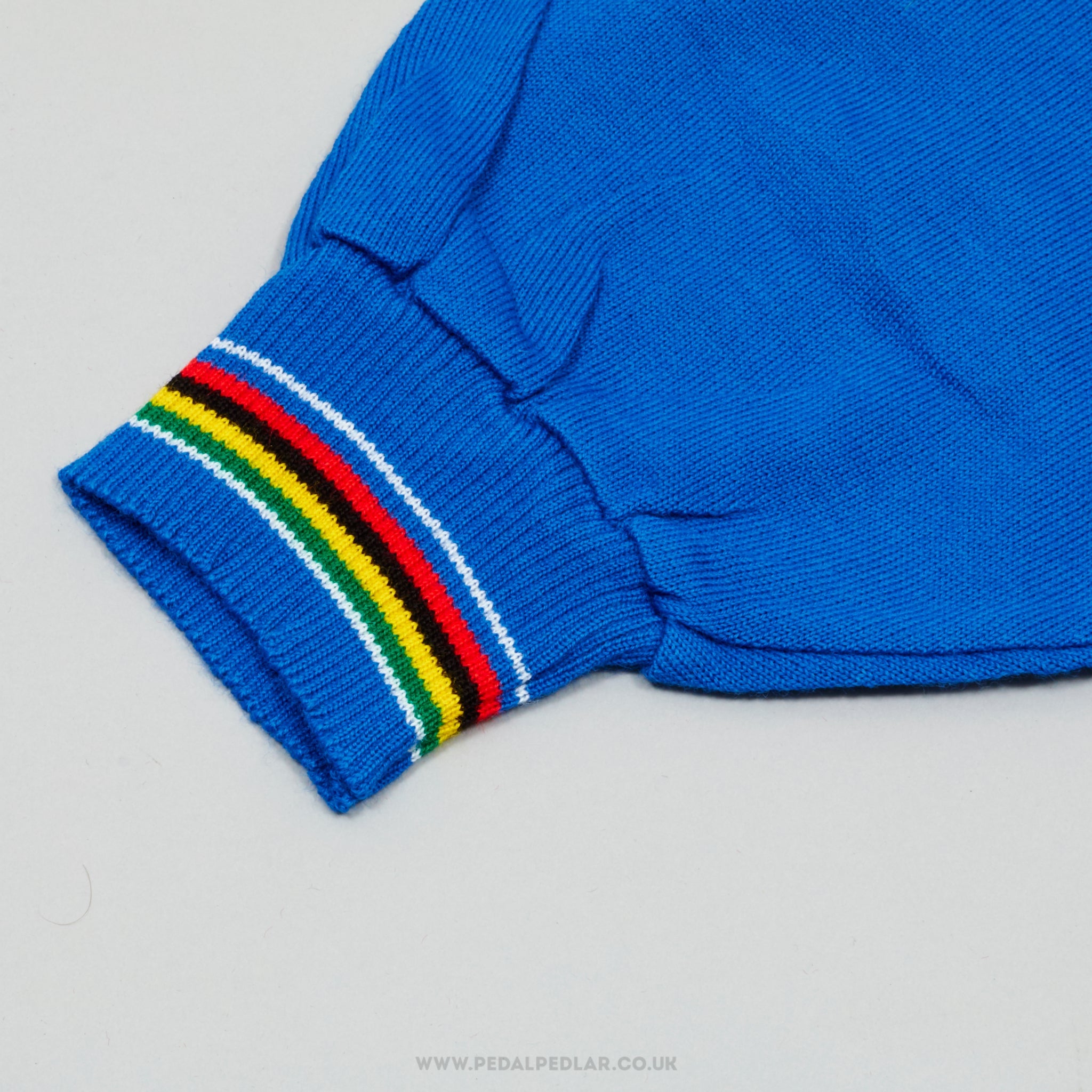 MOA Sport Blue w) World Champion Stripes XS NOS Vintage Woollen Cycling Jersey - Pedal Pedlar - Buy New Old Stock Clothing