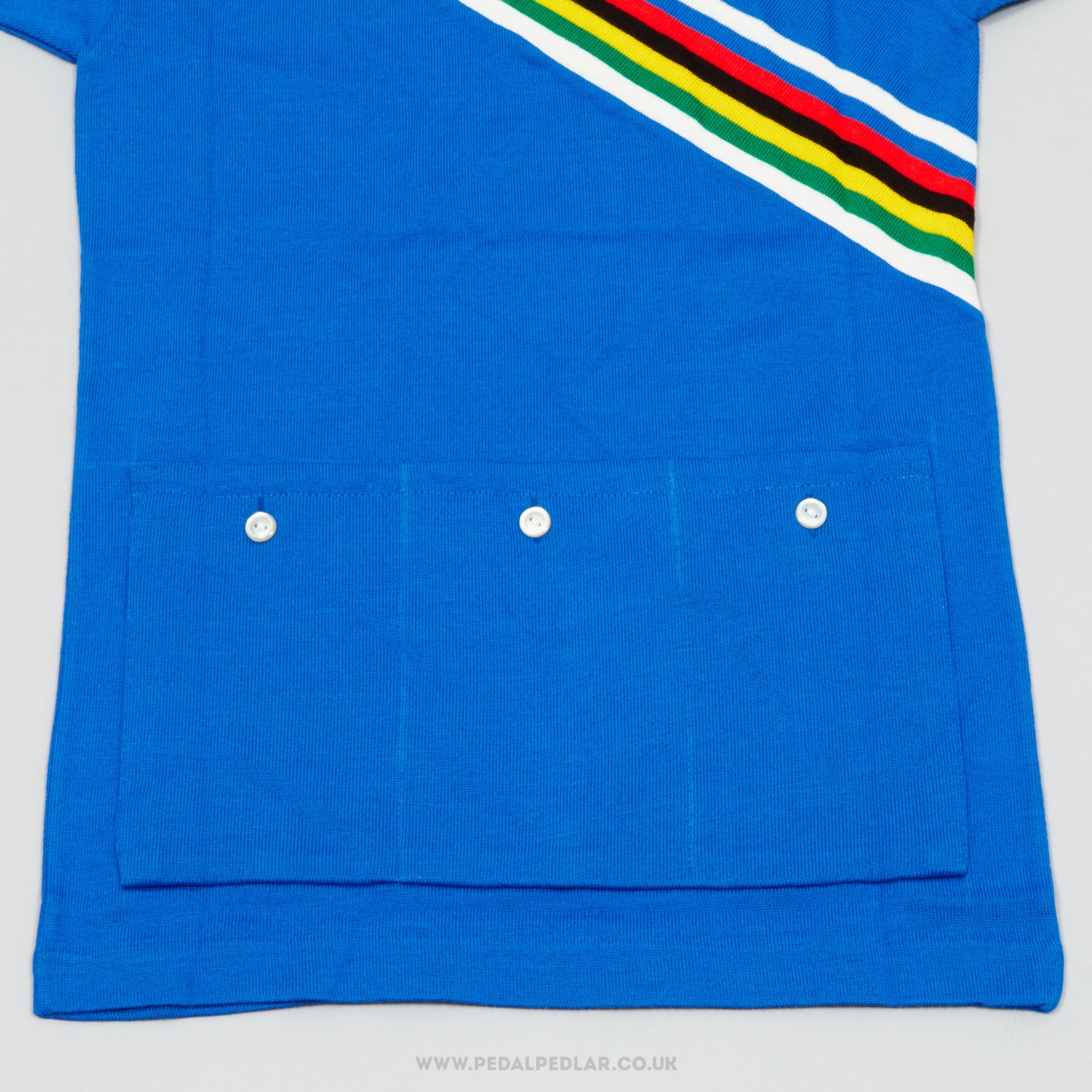 MOA Sport Blue w) World Champion Stripes XS NOS Vintage Woollen Cycling Jersey - Pedal Pedlar - Buy New Old Stock Clothing