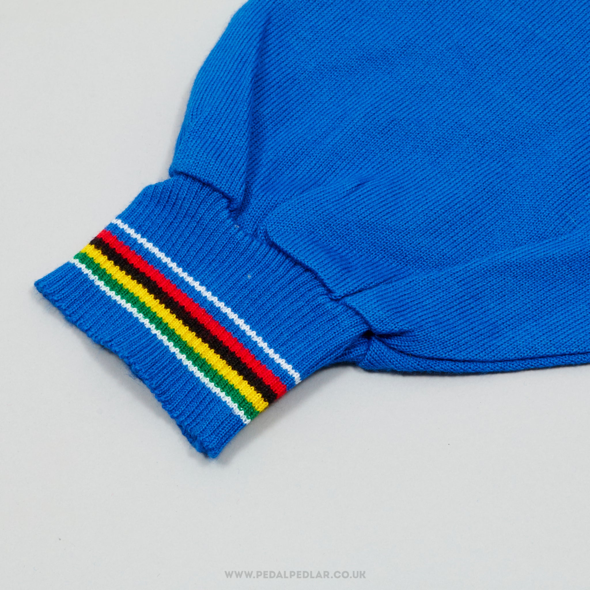 MOA Sport Blue w) World Champion Stripes Small NOS Vintage Woollen Cycling Jersey - Pedal Pedlar - Buy New Old Stock Clothing