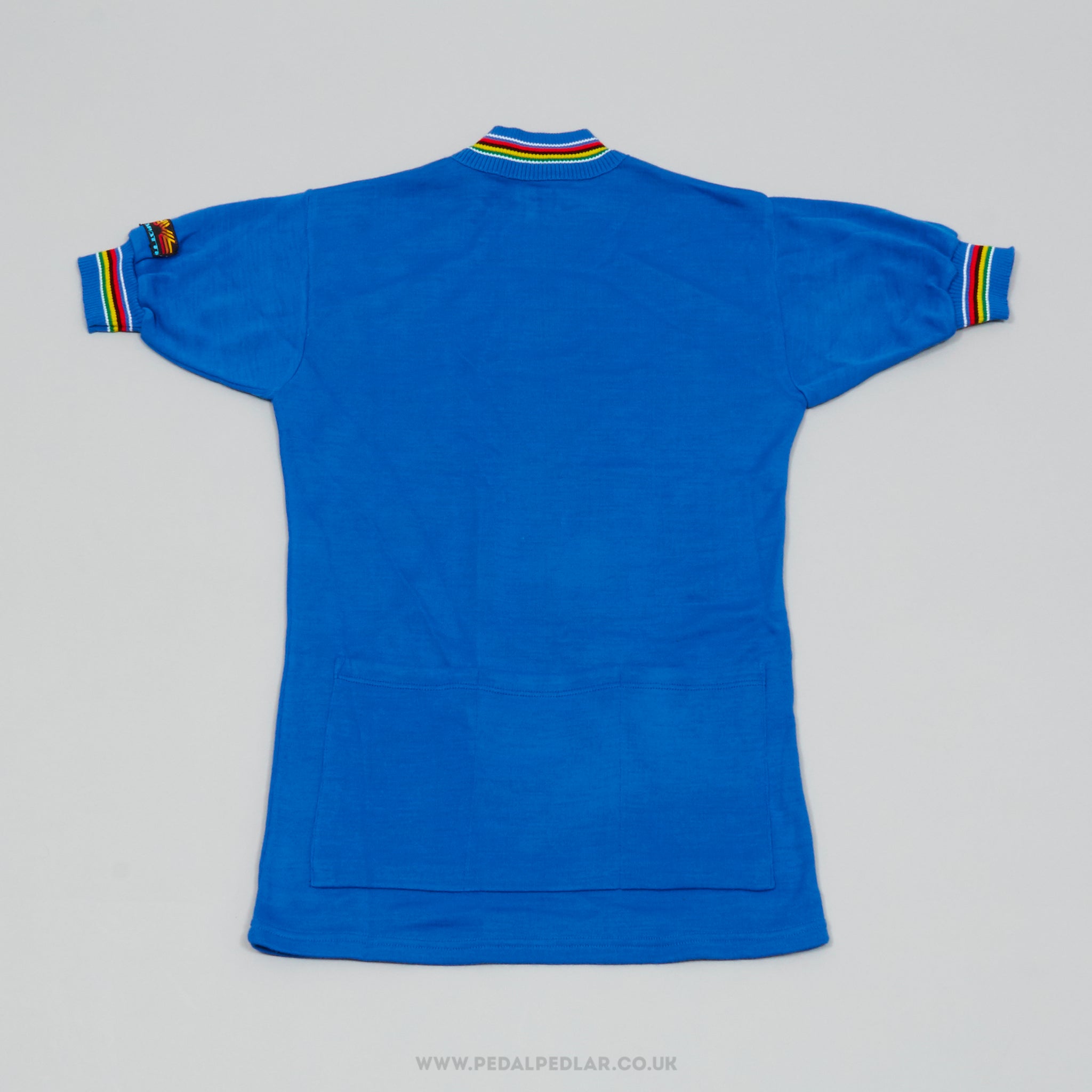 Caratti Blue w) World Champion Stripes Small NOS Vintage Cycling Jersey - Pedal Pedlar - Buy New Old Stock Clothing