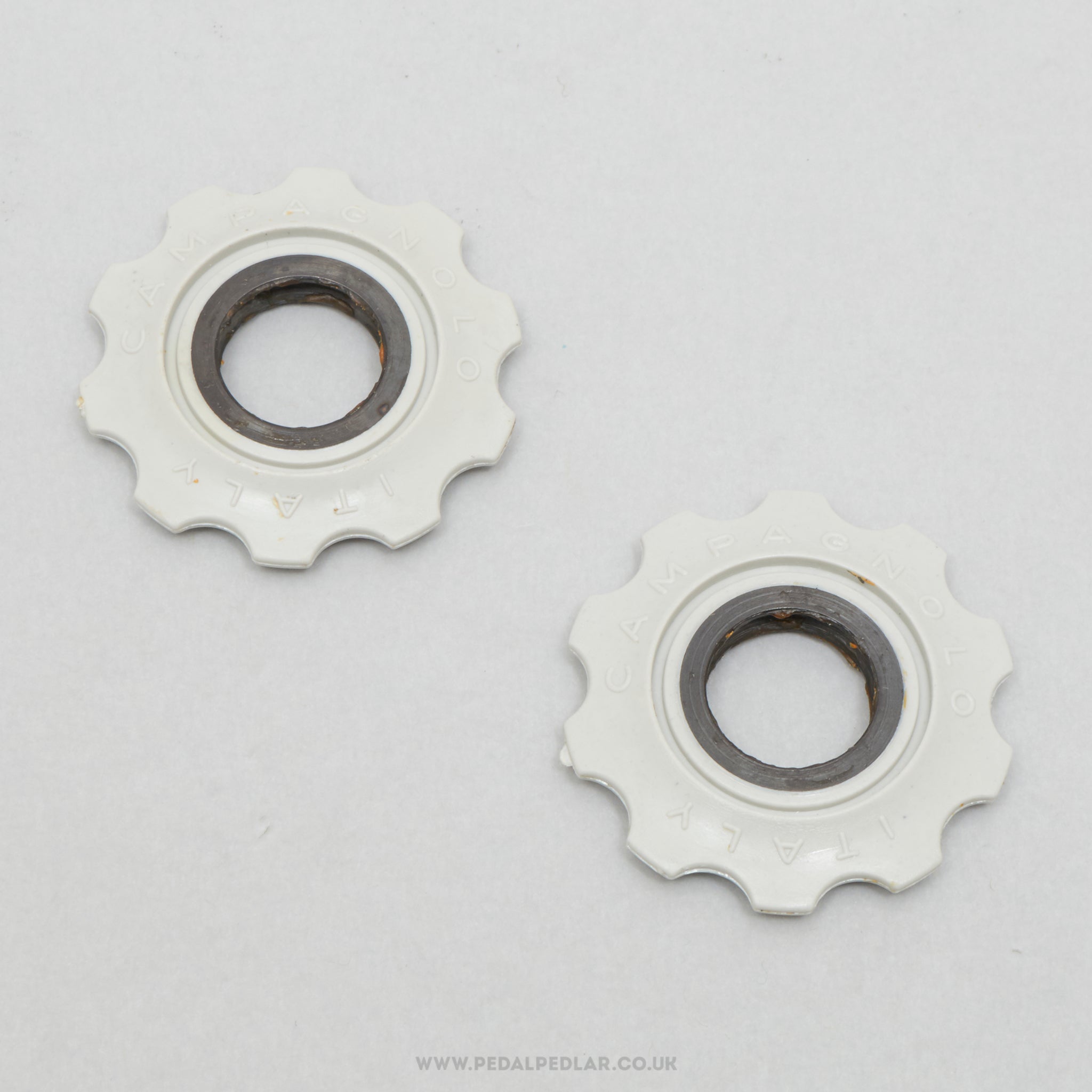 Campagnolo C-Record White / Grey NOS Vintage 10T Jockey Wheels - Pedal Pedlar - Buy New Old Stock Bike Parts