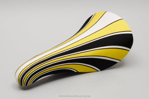 GES Huracan NOS Vintage Yellow / White / Black Striped Saddle - Pedal Pedlar - Buy New Old Stock Bike Parts