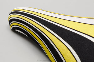 GES Huracan NOS Vintage Yellow / White / Black Striped Saddle - Pedal Pedlar - Buy New Old Stock Bike Parts