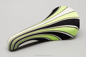 GES Huracan Crono NOS/NIB Vintage Green / White / Black Striped Saddle - Pedal Pedlar - Buy New Old Stock Bike Parts