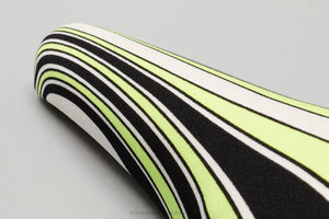 GES Huracan Crono NOS/NIB Vintage Green / White / Black Striped Saddle - Pedal Pedlar - Buy New Old Stock Bike Parts