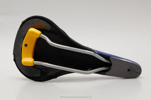 Vetta Trishock Embroidered NOS Classic Black / Blue Kevlar Saddle - Pedal Pedlar - Buy New Old Stock Bike Parts