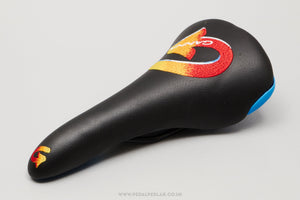 Selle Bassano Vuelta 'Ganna' NOS Classic Black / Blue Saddle - Pedal Pedlar - Buy New Old Stock Bike Parts