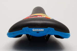 Selle Bassano Vuelta 'Ganna' NOS Classic Black / Blue Saddle - Pedal Pedlar - Buy New Old Stock Bike Parts