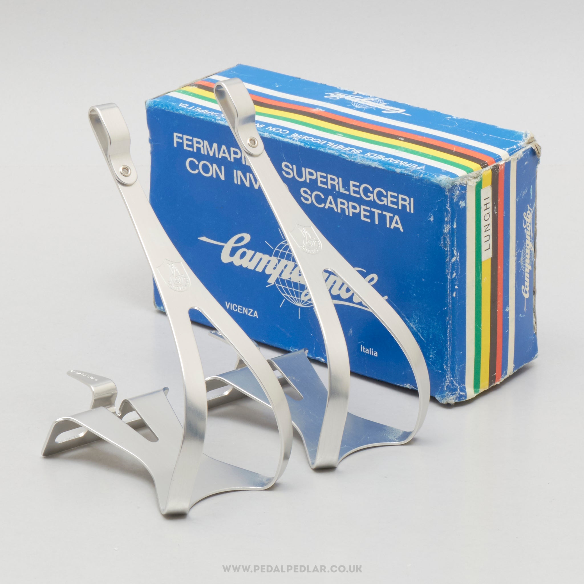 Campagnolo Super Record (0990/6) Superleggeri NOS/NIB Size L Vintage Aluminium Toe Clips - Pedal Pedlar - Buy New Old Stock Bike Parts