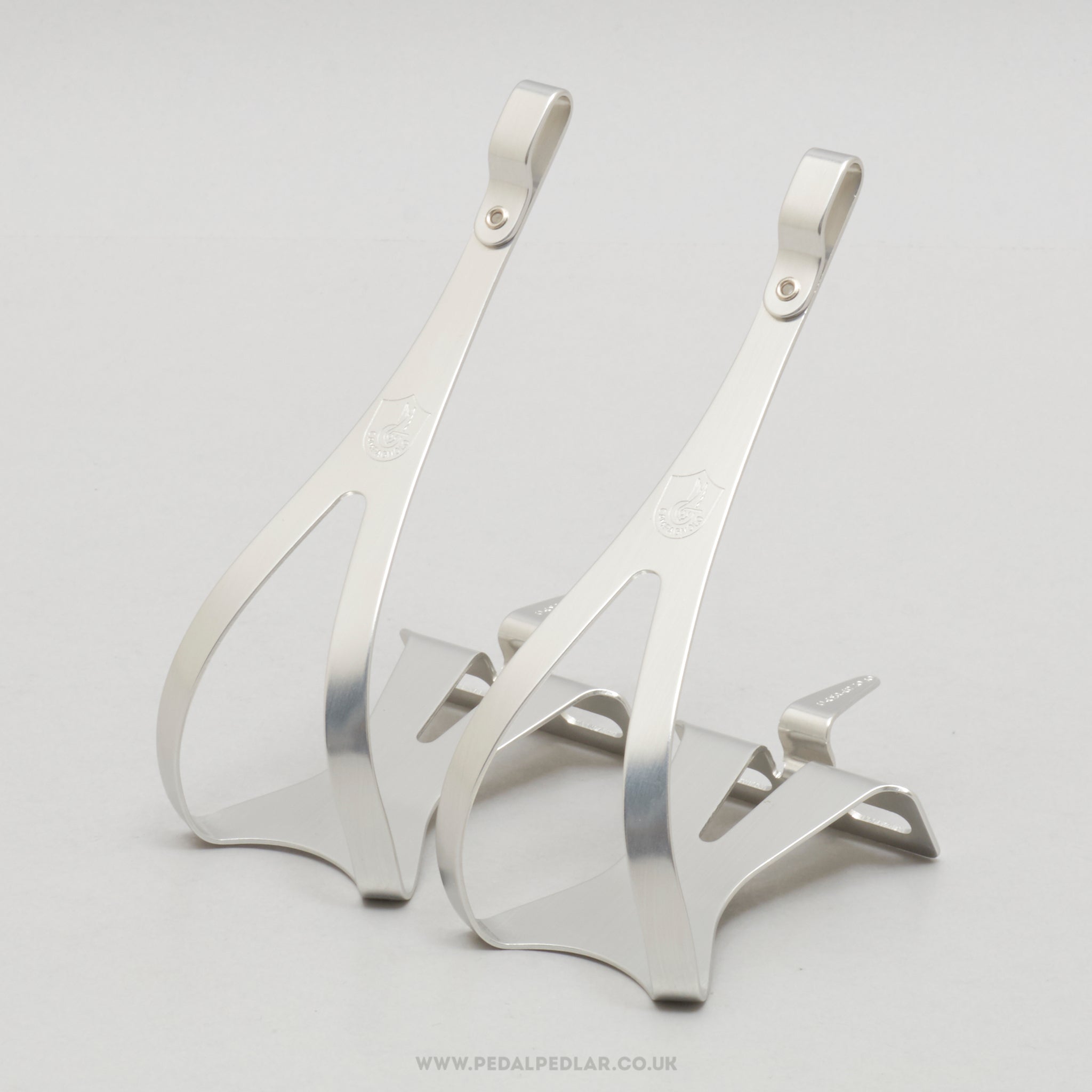 Campagnolo Super Record (0990/6) Superleggeri NOS/NIB Size L Vintage Aluminium Toe Clips - Pedal Pedlar - Buy New Old Stock Bike Parts