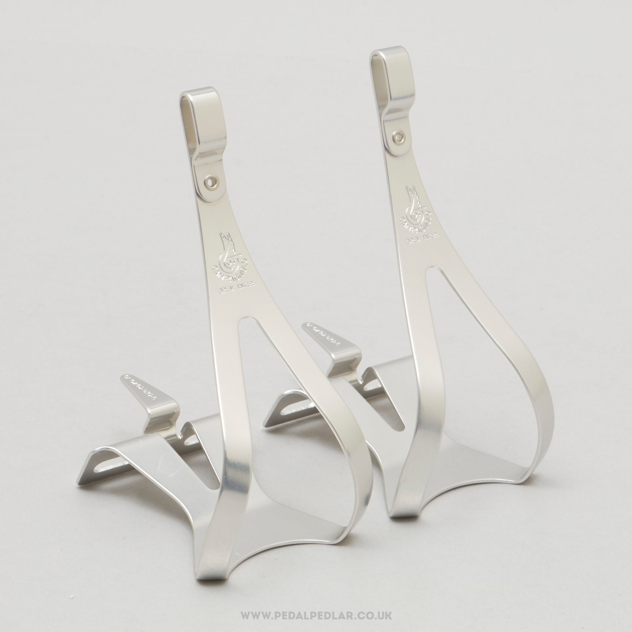 Campagnolo Super Record (0990/6) Superleggeri NOS/NIB Size M Vintage Aluminium Toe Clips - Pedal Pedlar - Buy New Old Stock Bike Parts