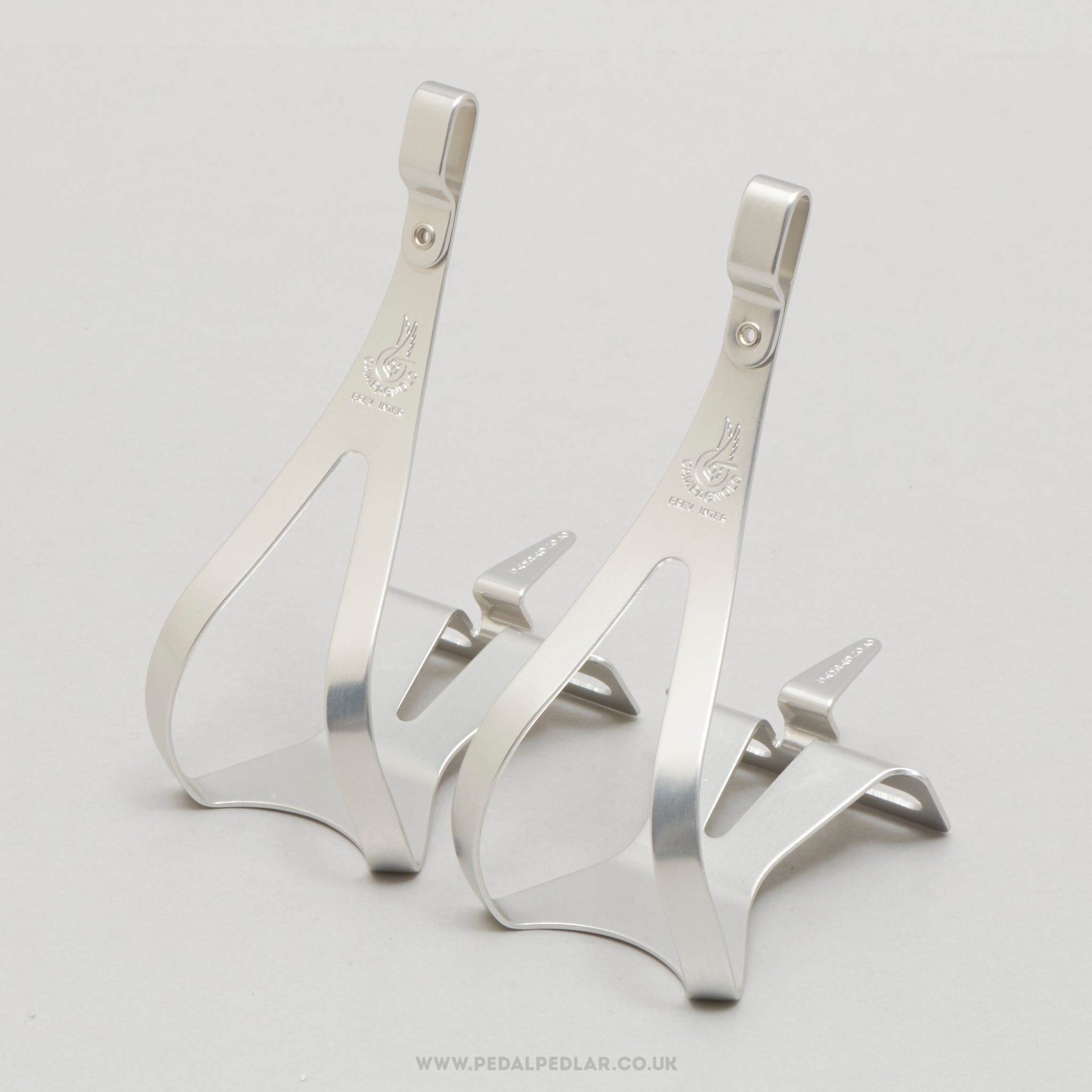 Campagnolo Super Record (0990/6) Superleggeri NOS/NIB Size M Vintage Aluminium Toe Clips - Pedal Pedlar - Buy New Old Stock Bike Parts